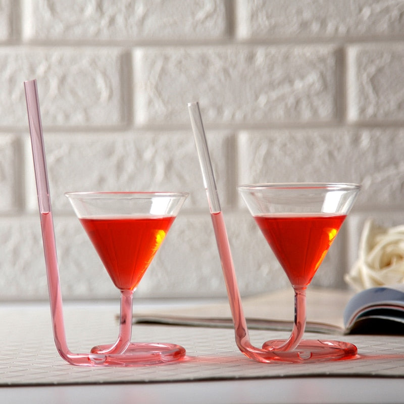 Cocktail Glass Creative  Spiral Straw.
