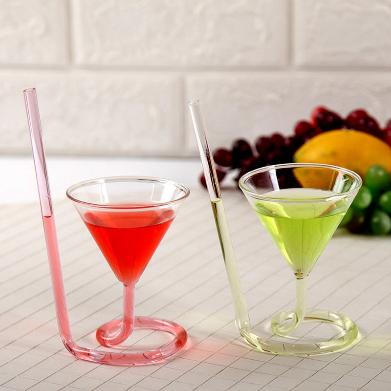 Cocktail Glass Creative  Spiral Straw.